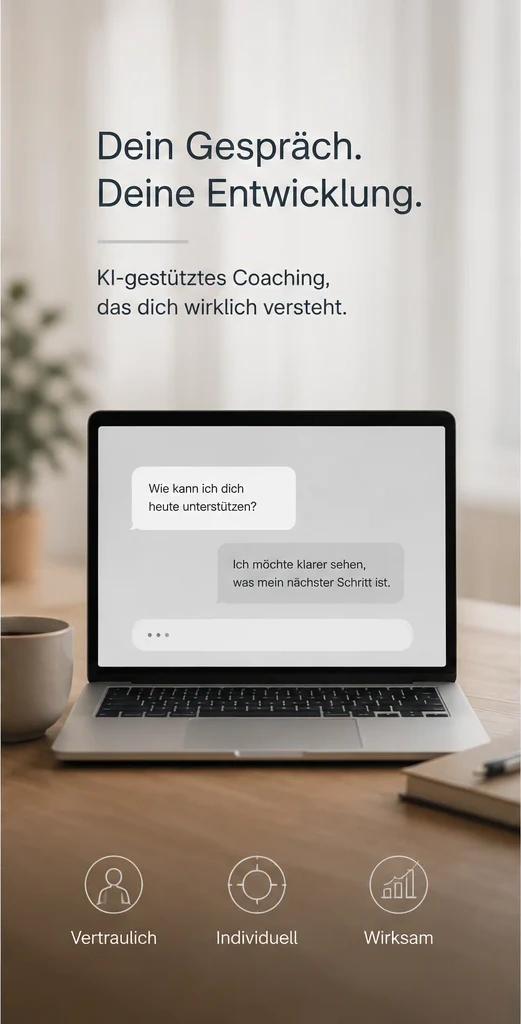 AI coaching conversation on a laptop